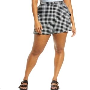 BP Women's Mason Plaid Cargo Shorts Flat Front Black